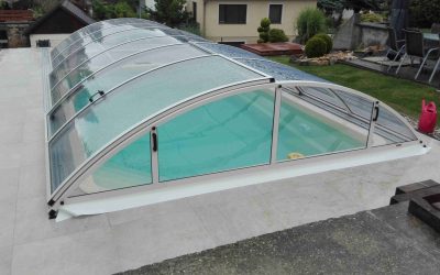 Zastřešení bazénu Poolor Classic - krémová bílá - plný polykarbonát